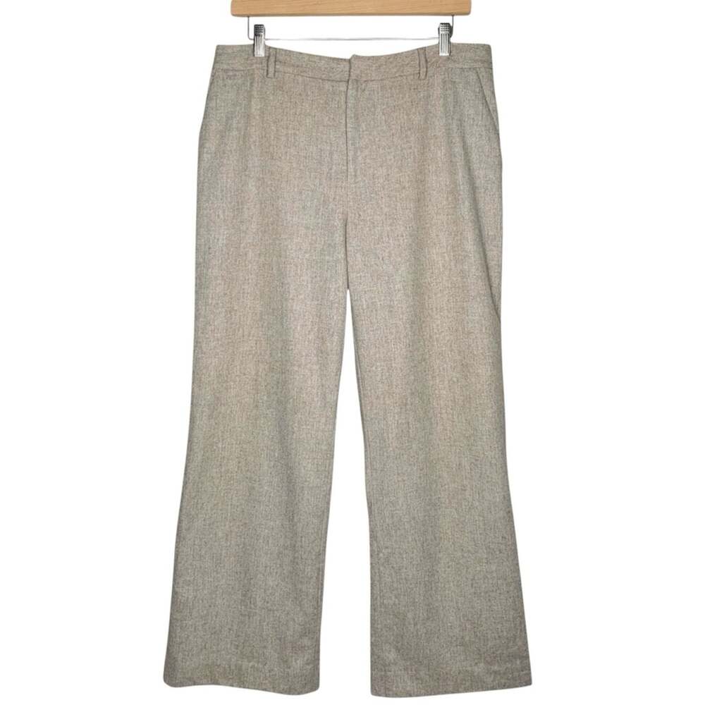 Lauren Ralph Lauren Wool Trousers Pants 14 Oatmeal Beige Wide Leg Lined Preppy
